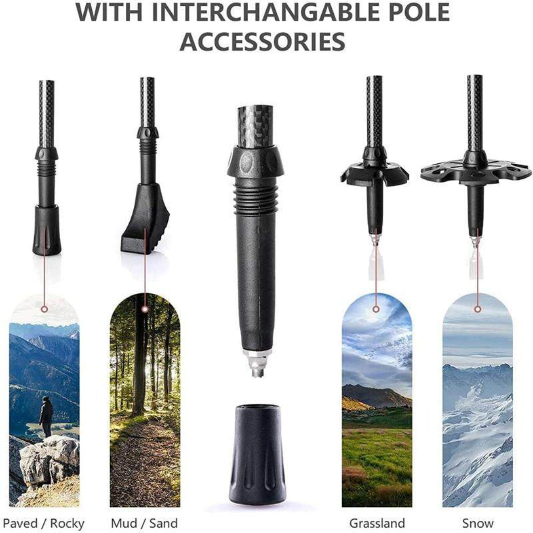 Naturehike Far Wind Three Section Telescopic Carbon Trekking Pole - Red