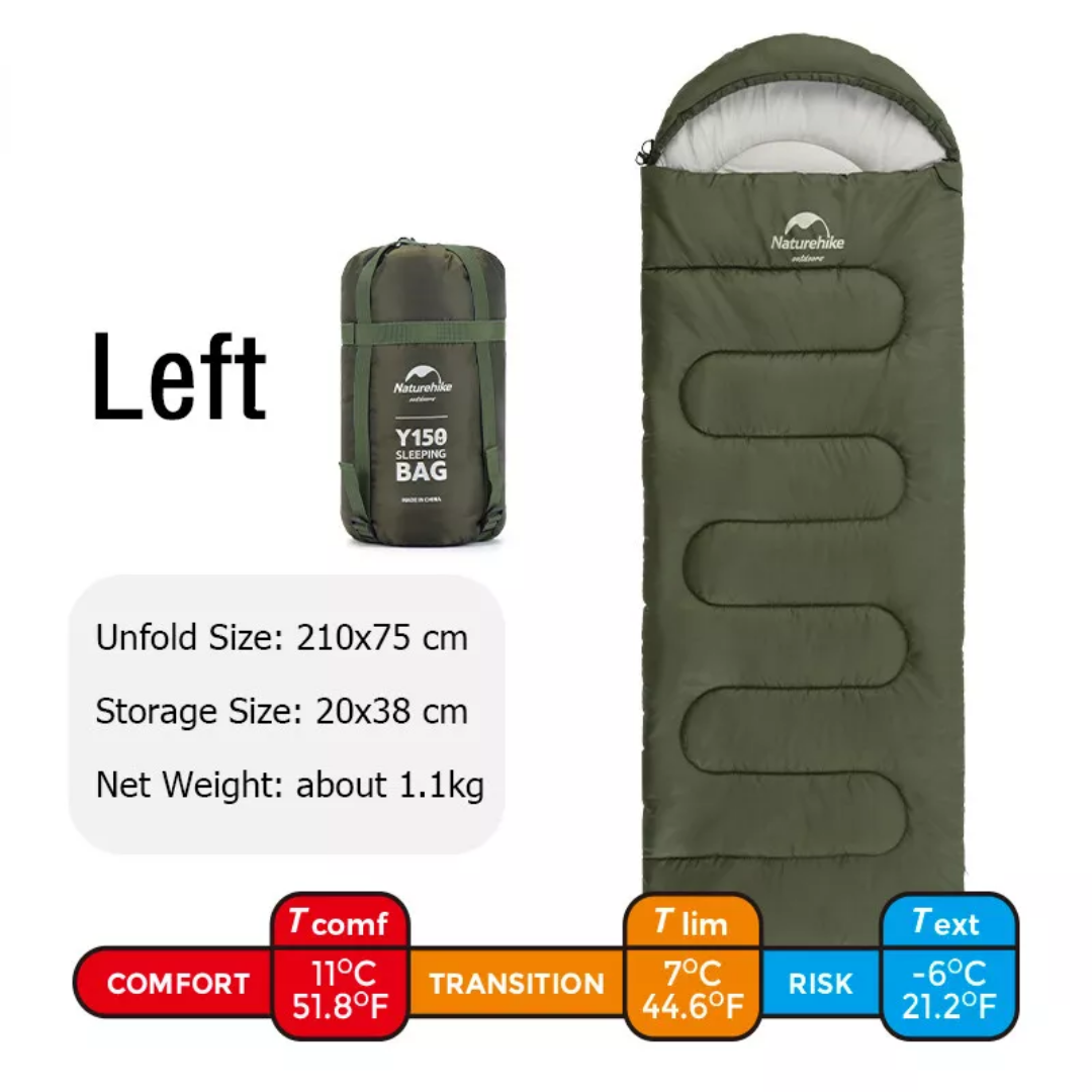 Naturehike Y150L Round Bottom Envelope with Hood Left Zipper