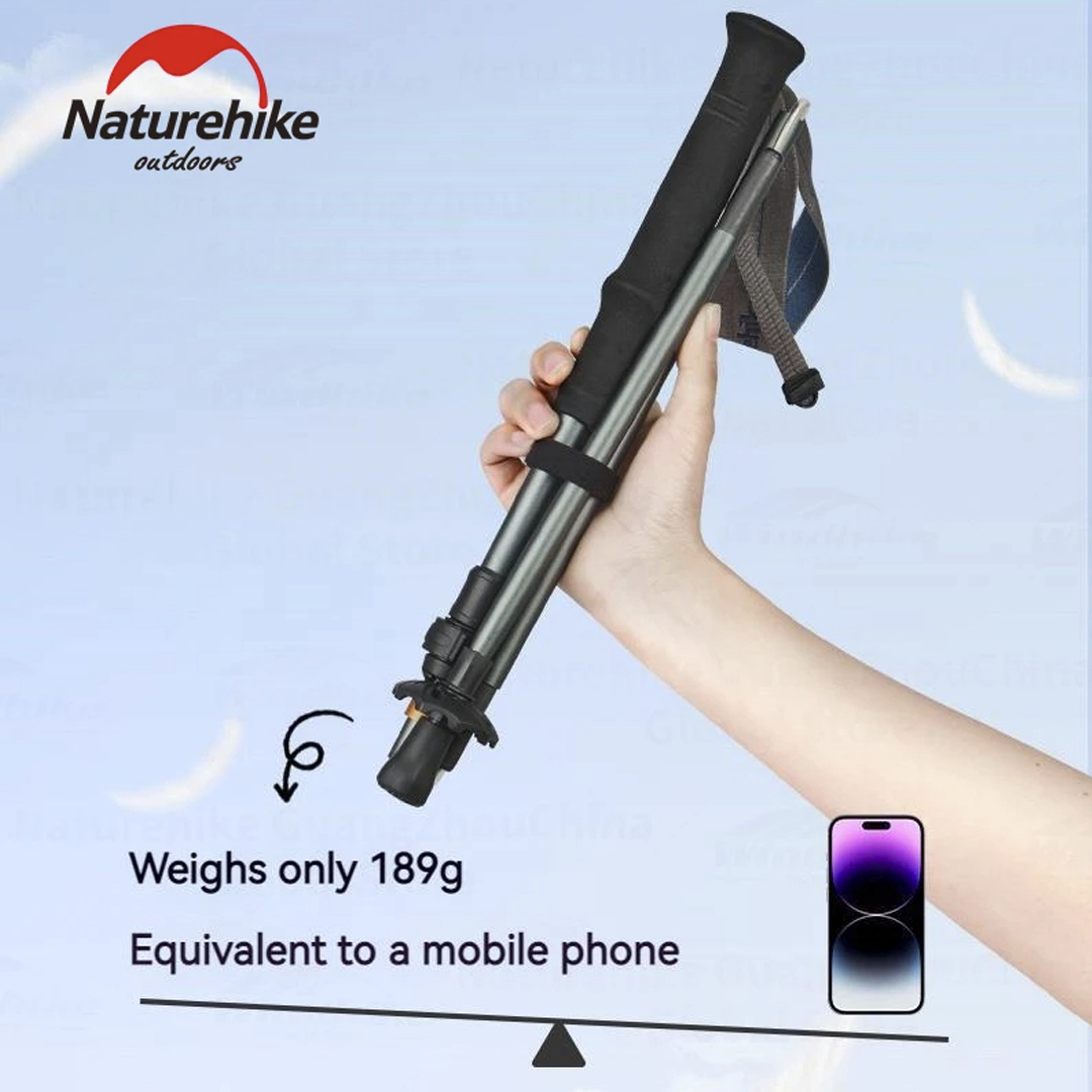 Naturehike Gale Pro Aluminum Five-Section Adjustable Folding Trekking Pole - 1pcs