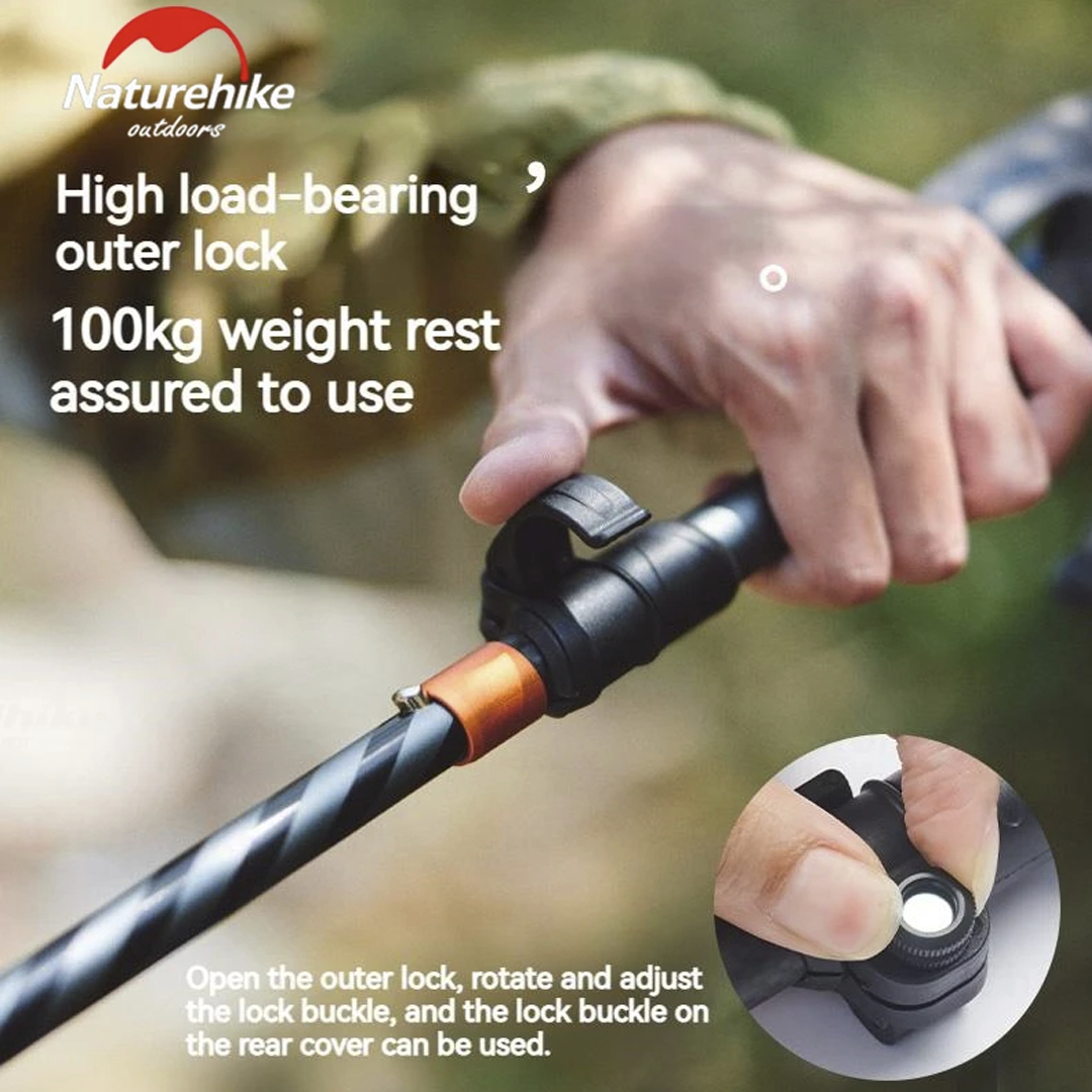 Naturehike Gale Pro Aluminum Five-Section Adjustable Folding Trekking Pole - 1pcs