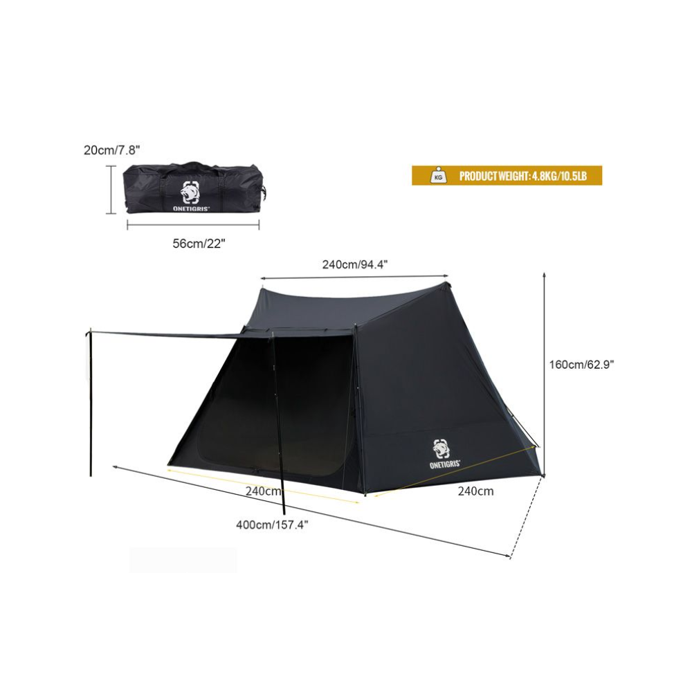 OneTigris Solo Homestead Camping Tent - Black