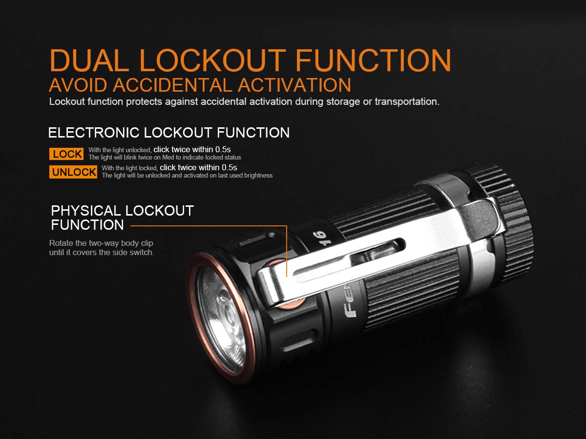 Fenix E16 XP-L Hi Neutral White LED Flashlight BLACK 700 Lumen