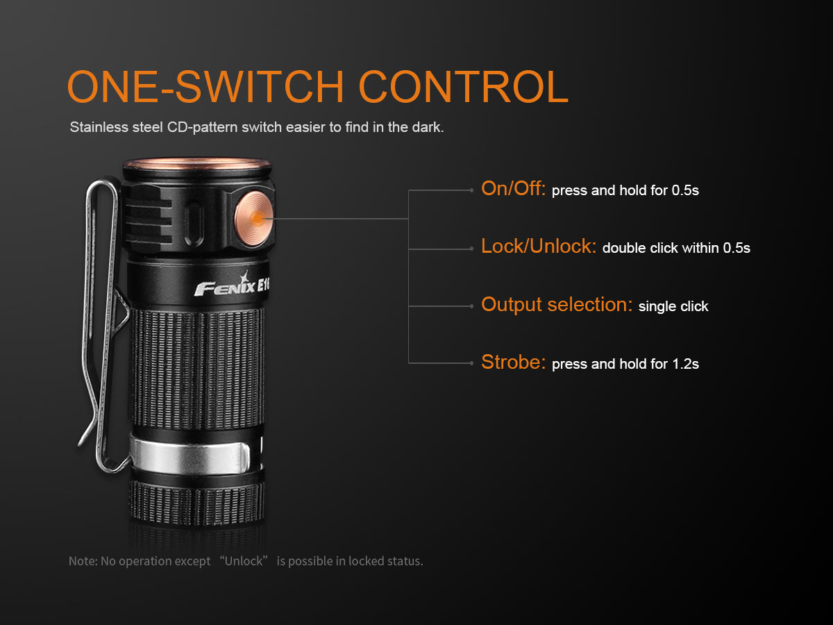 Fenix E16 XP-L Hi Neutral White LED Flashlight BLACK 700 Lumen