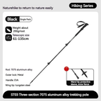 Naturehike Qing Yue Pro Three Section 7075 Aluminium Alloy Trekking Pole 56-120cm - Black