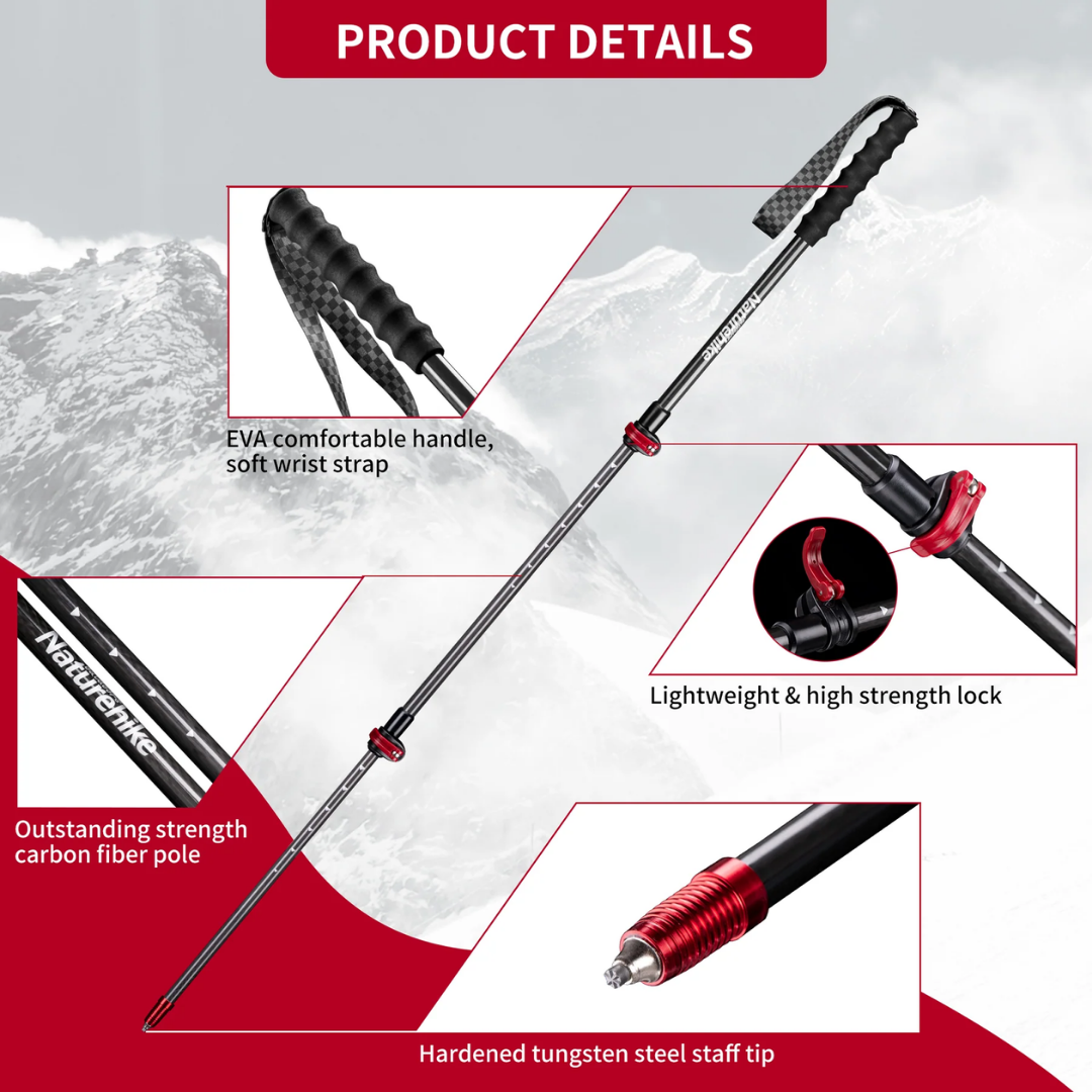 Naturehike Hoar Trek EXT2 Ultra Light Carbon Fiber Outer Lock Trekking Pole