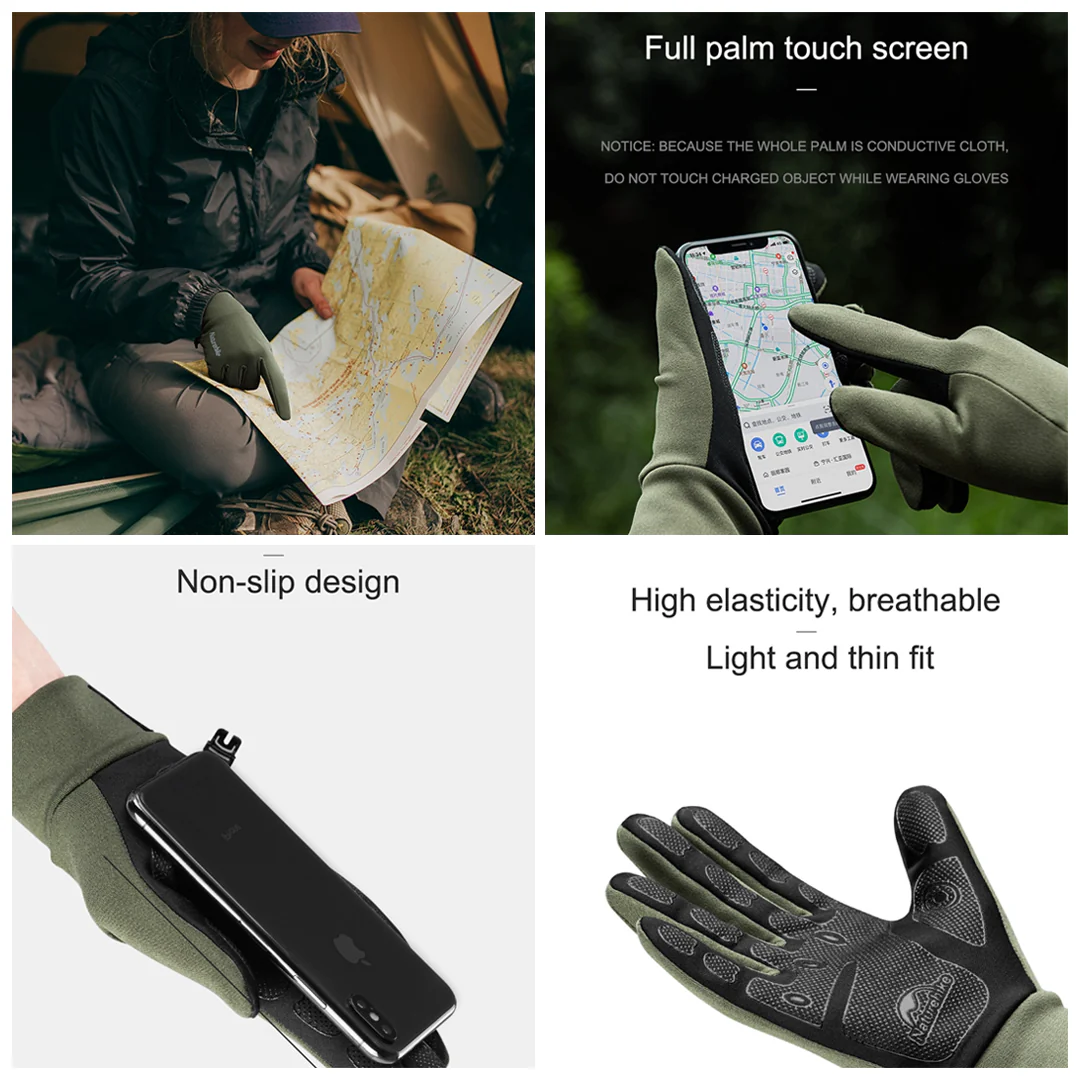 Naturehike GL10 Touch Non-Slip Gloves 20ST - Grey