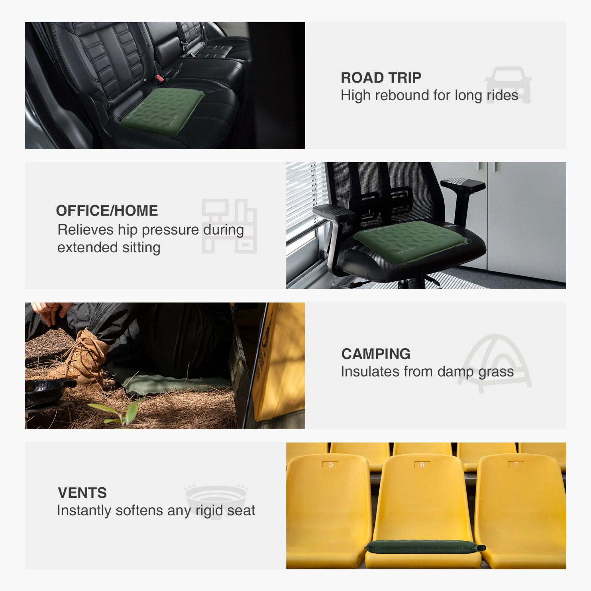 OneTigris Dynisland Self-Inflating Seat Cushion