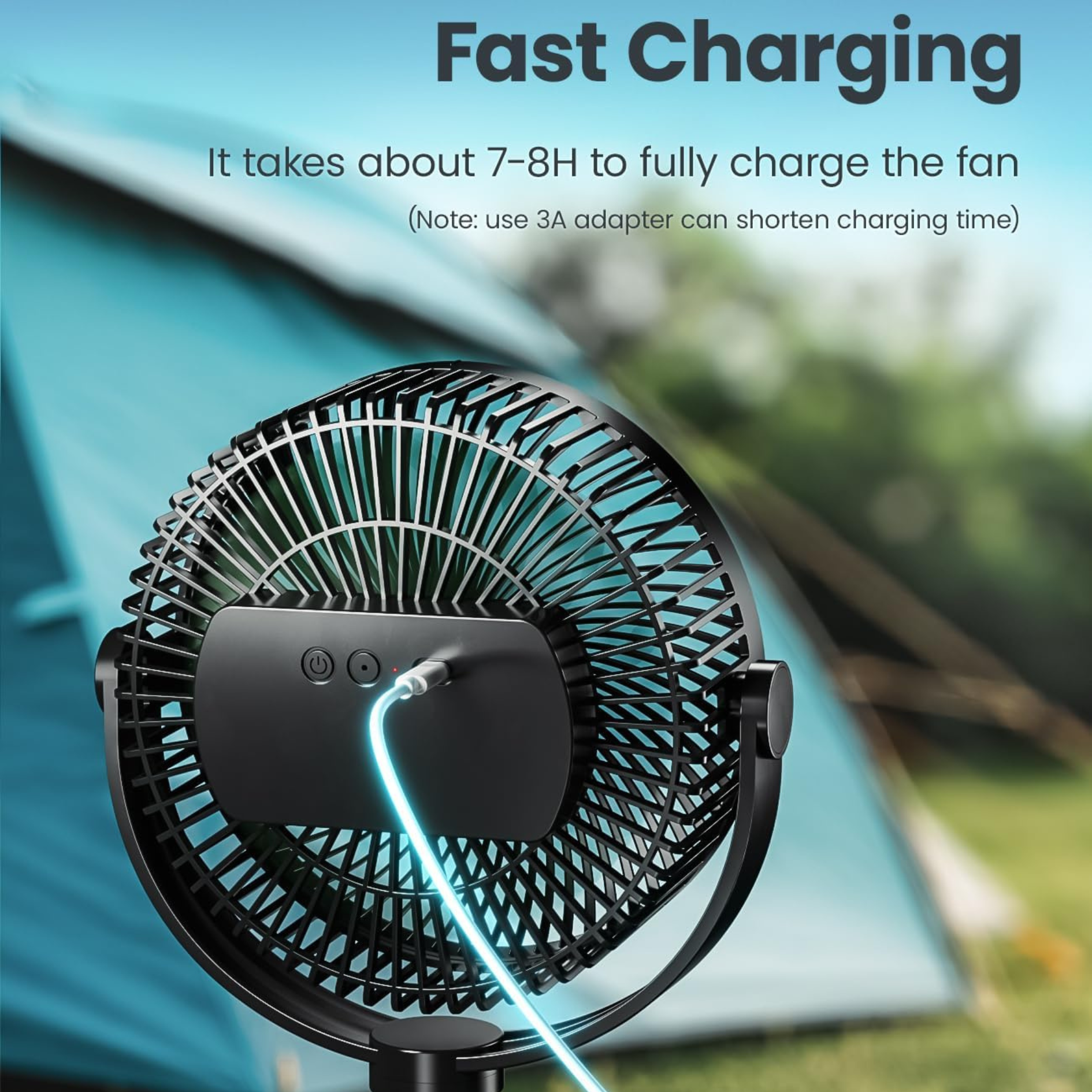 Lemoistar FT7L 10000mAh 8 Inch Foldable Extendable Hanging Fan