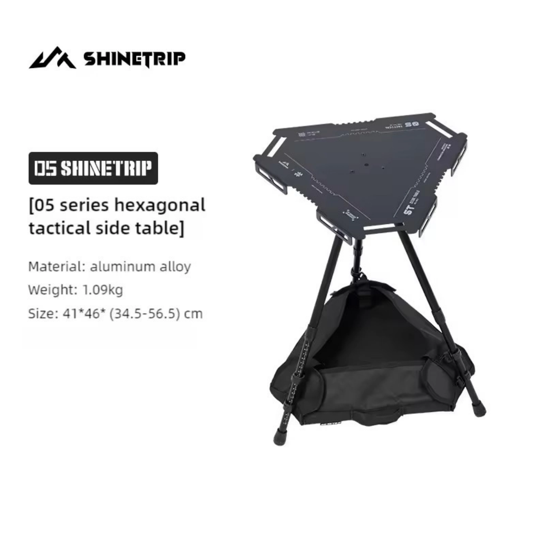 ShineTrip  ST-05 Series Hexagon Tactical Side Table -Black