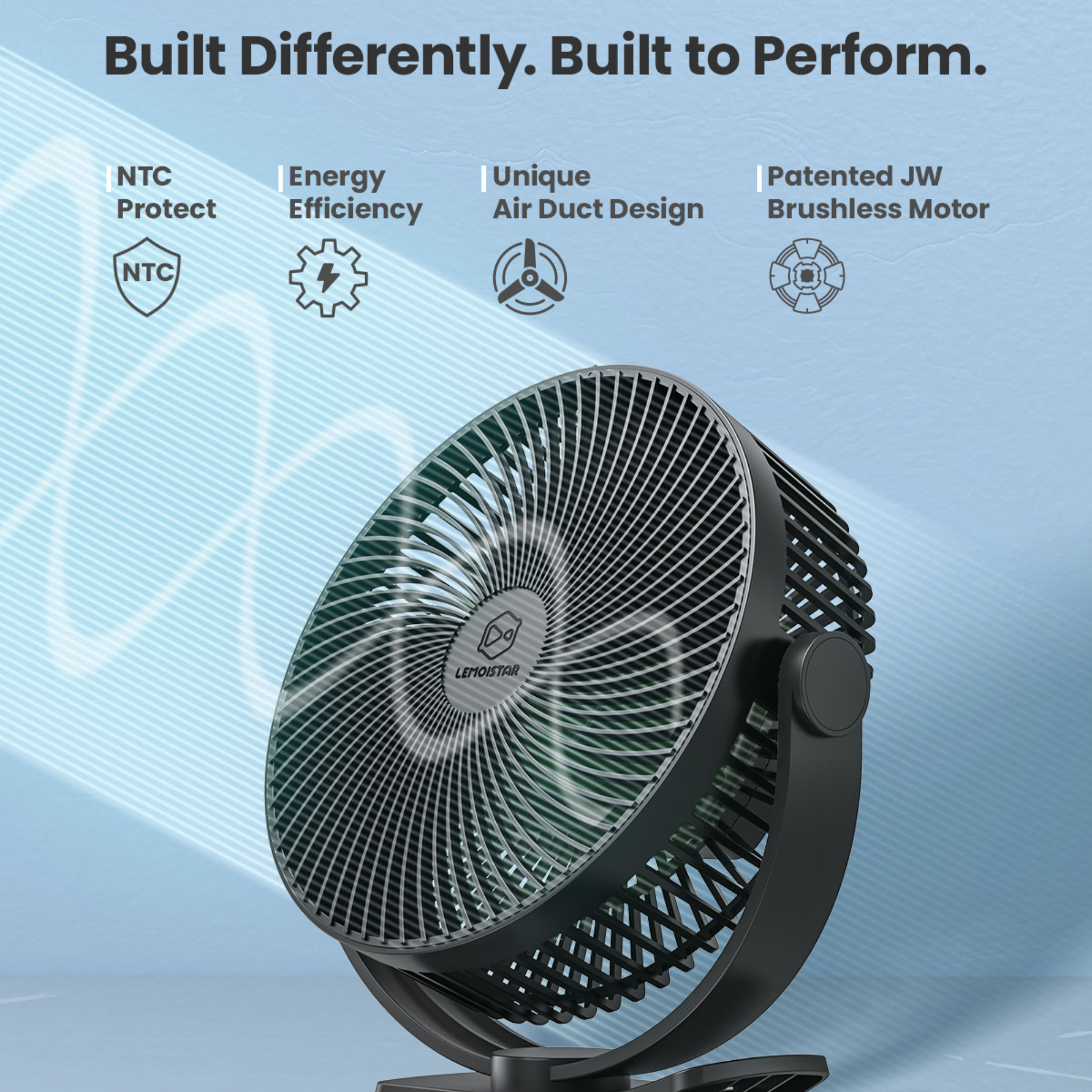 Lemoistar FA7 10000mAh Rechargeable Clip Fan