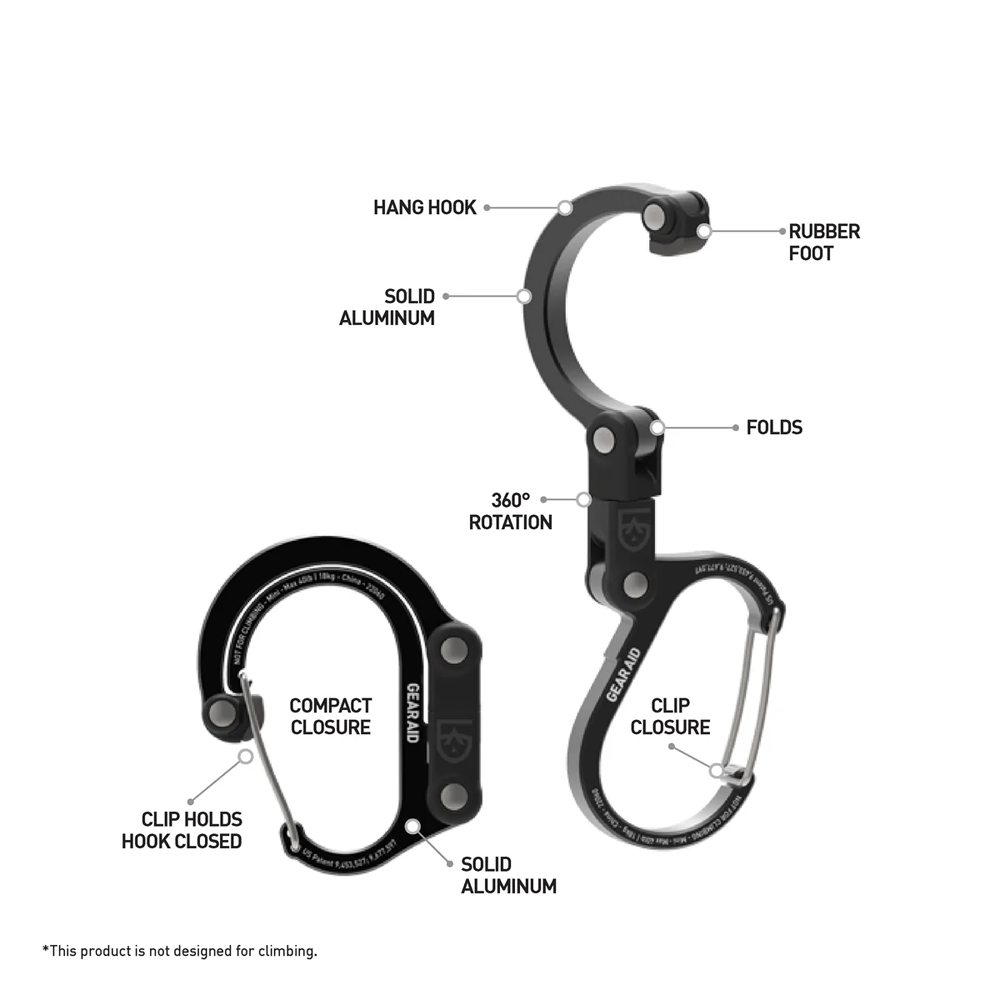 Gear Aid Heroclip Mini 360° Carabiner Supports 18kg