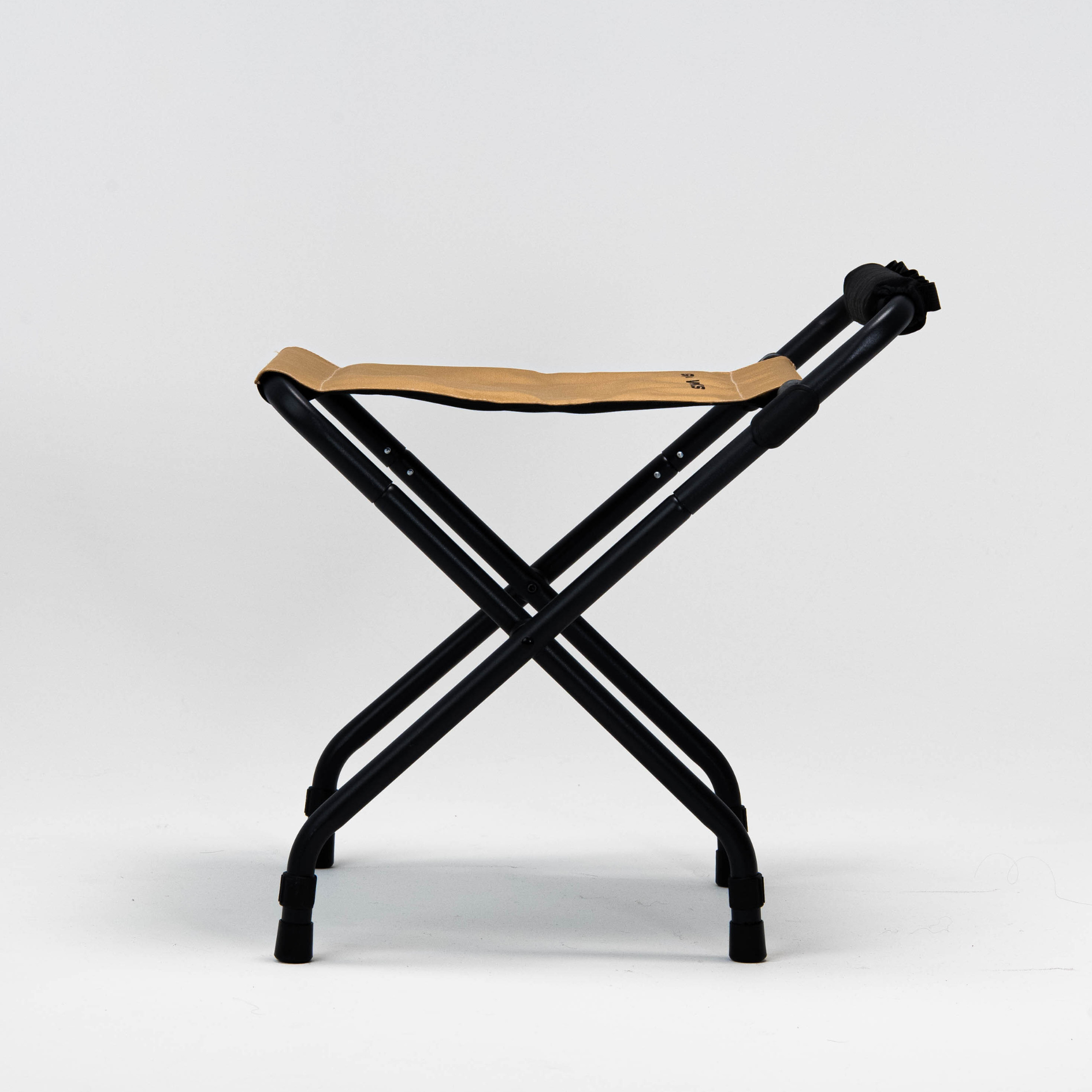 Goritta Works Height-Adjustable Folding Stool with Armrests - Black/Coyote Tan