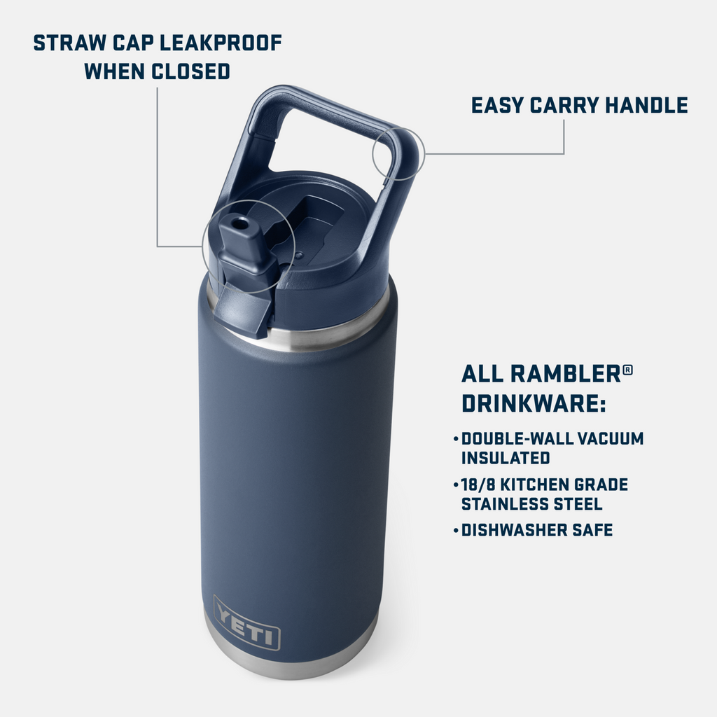 YETI Rambler® 26 OZ Water Bottle With Color-Matched Straw Cap