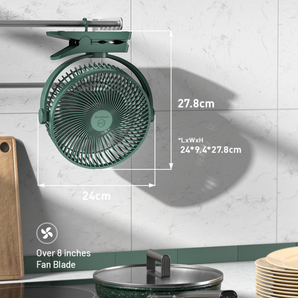 Lemoistar FA7 10000mAh Rechargeable Clip Fan