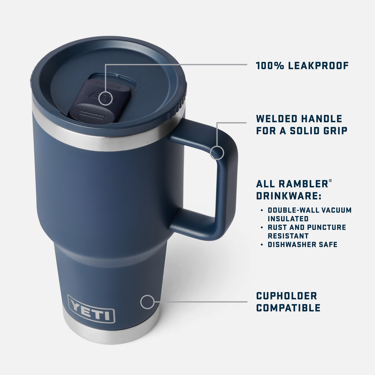 YETI Rambler® 30 OZ Travel Mug With Color-Matched Leakproof StrongHold™ Lid