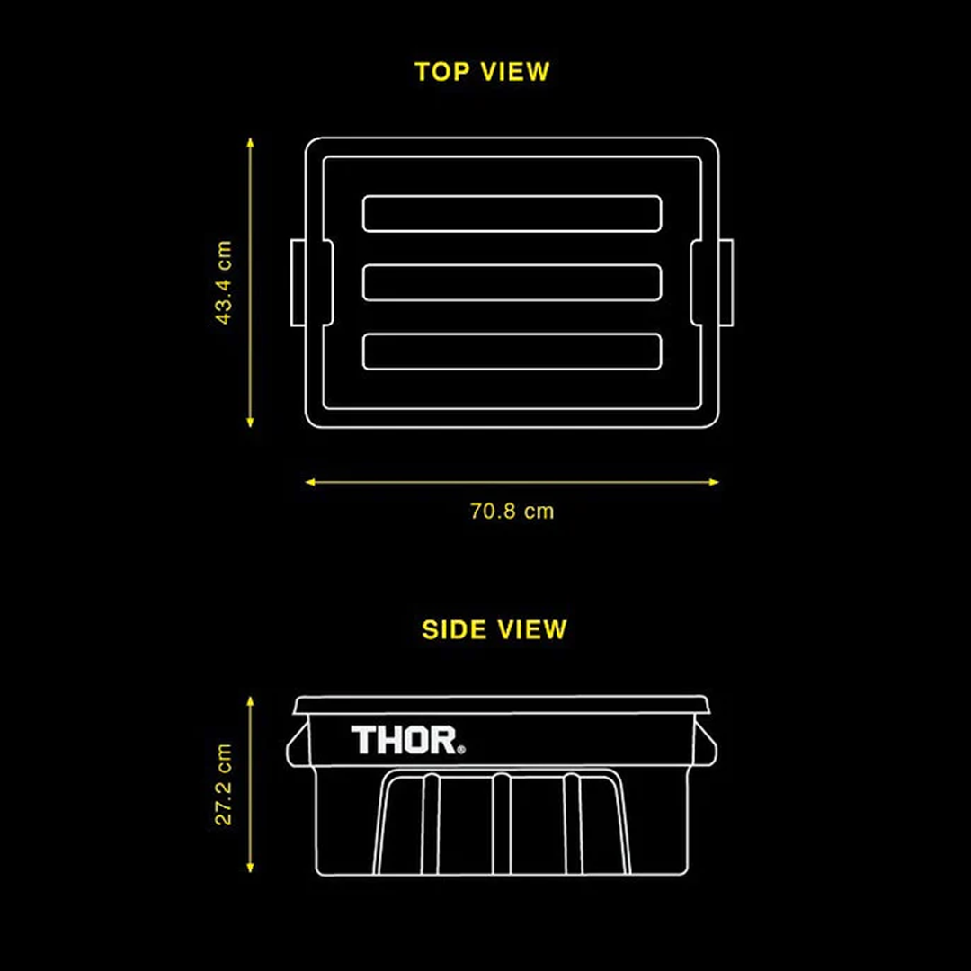 THOR Tote Box With Lid - 53L Medium Capacity Storage Container