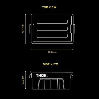 THOR Tote Box With Lid - 53L Medium Capacity Storage Container