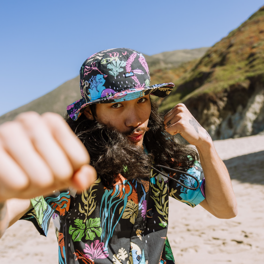 Kavu BFE Wide Brim Bucket Hat with Chin Strap