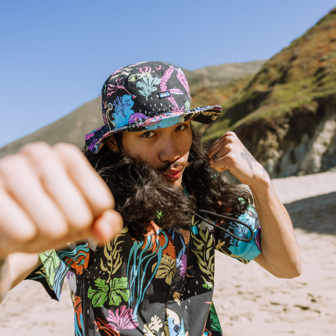 Kavu BFE Wide Brim Bucket Hat with Chin Strap