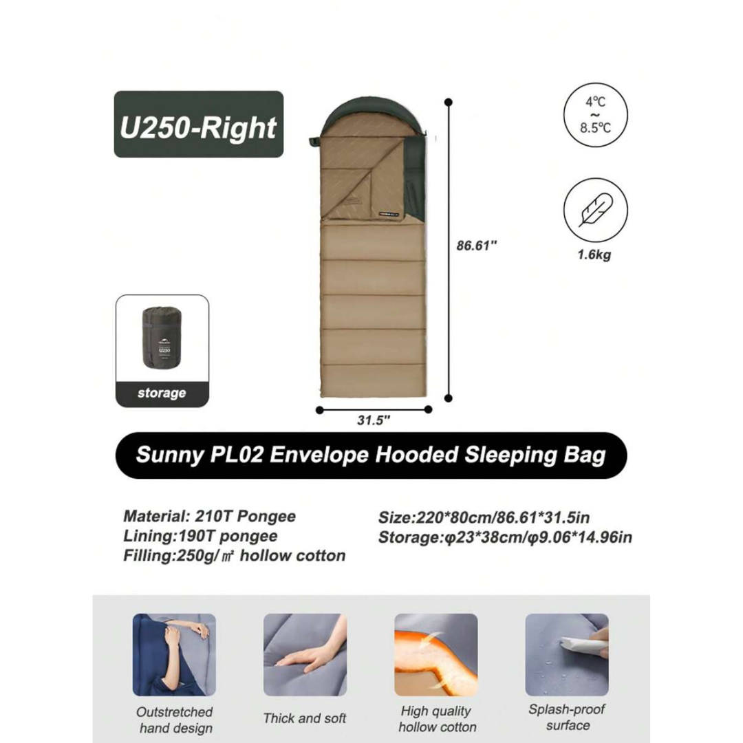 Naturehike Sunny Day PL02 Envelope Sleeping Bag with Hood U250