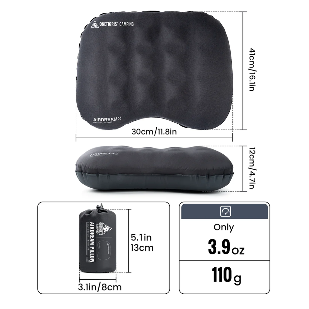 OneTigris Airdream Inflating Pillow -  Deep Gray