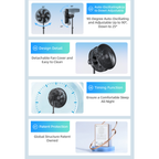 Lemoistar FT11 16000mAh Ultra-Quiet 12-inch Adjustable Tripod Fan