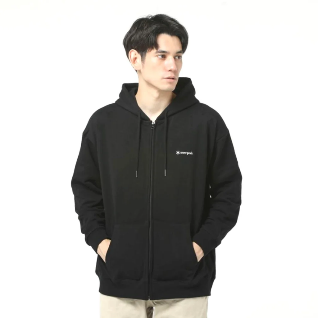 Snow Peak Logo Zip Up Hoodie - Black