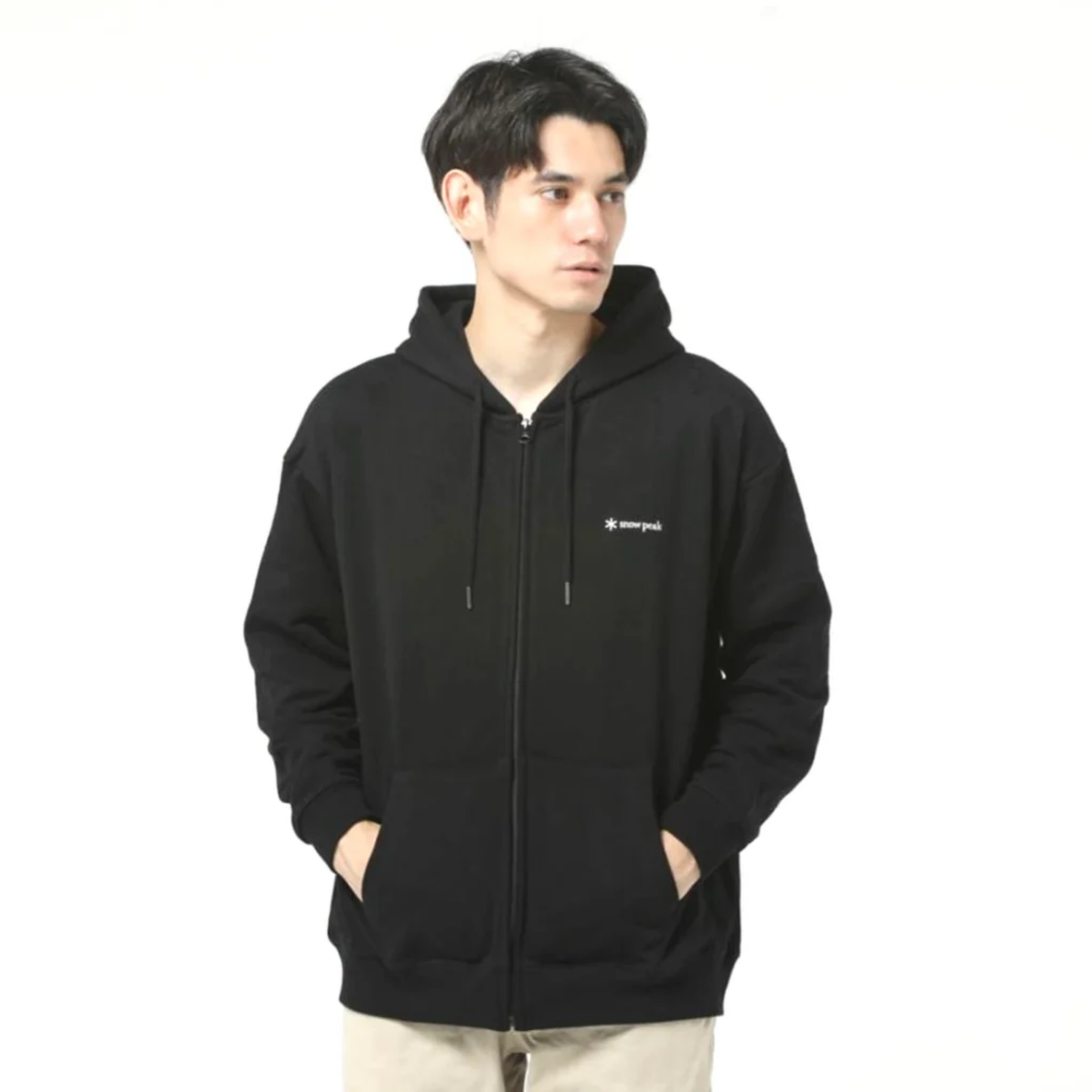 Snow Peak Logo Zip Up Hoodie - Black