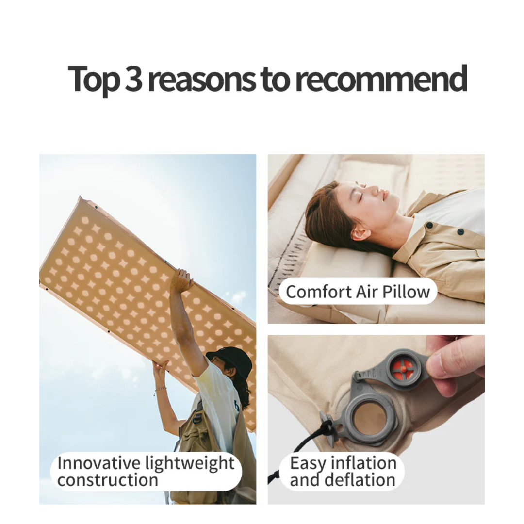 Naturehike D-Series R4.9 Automatic Inflatable Sleep Cushion 6cm with Pillow - Navy Green