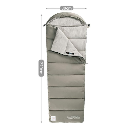 Naturehike M180 Envelope Washable Cotton Sleeping Bag with Hood Left Zipper - Green