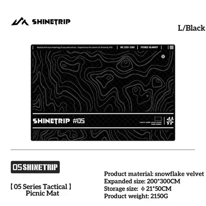 ShineTrip 05 Tactical Picnic Blanket  Contour Lines Large - Black