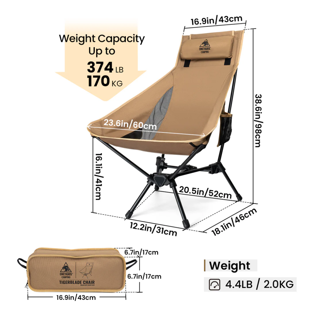 OneTigris Tigerblade High Back Camping Chair