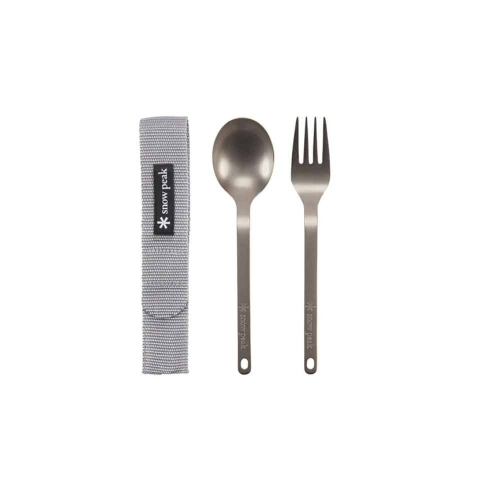 [Random Color] Snow Peak Titanium Fork & Spoon Set with Casing