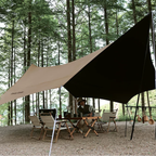 Hexagon Black PU Coated Oxford Tarp - Khaki