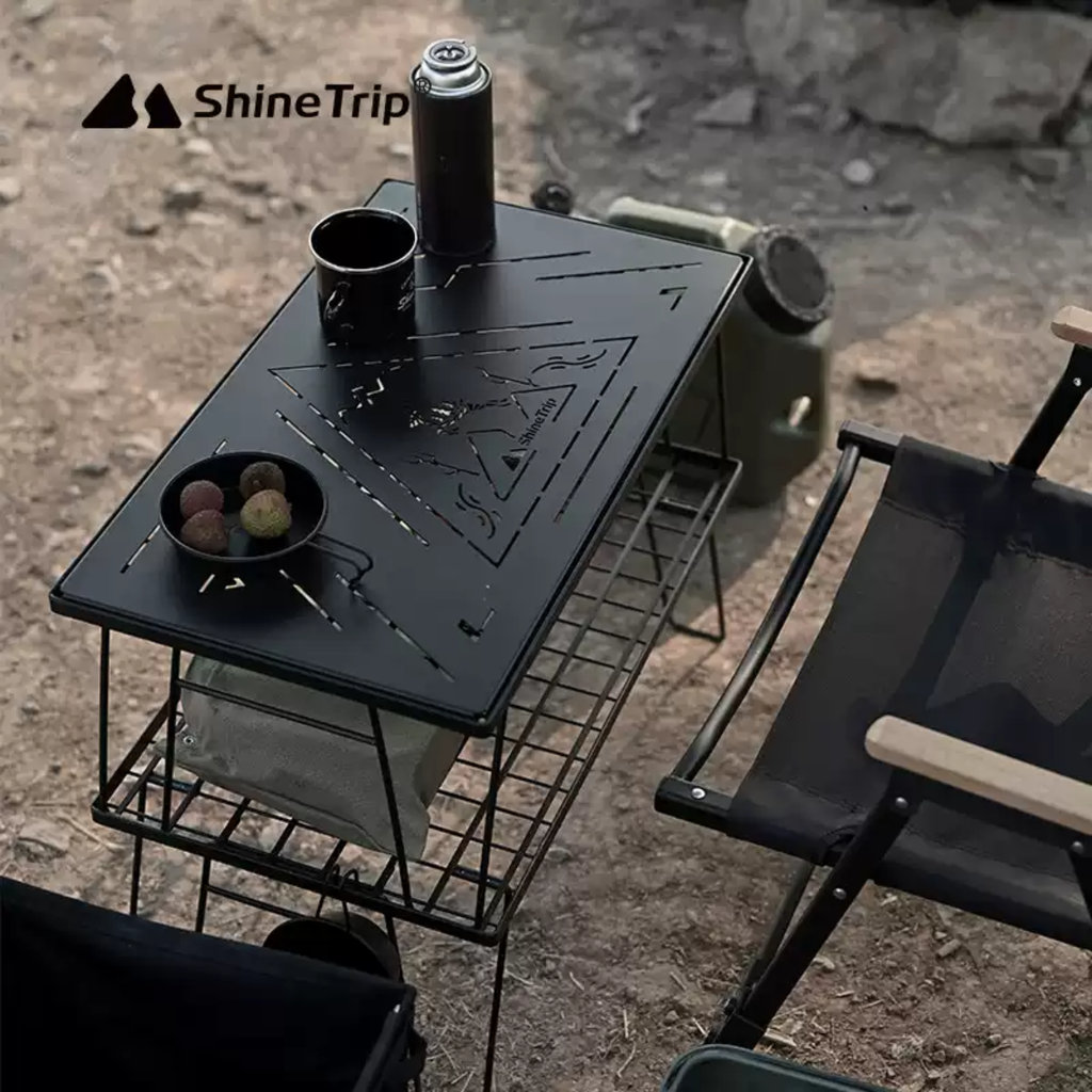 ShineTrip ST-Checkered Iron Mesh Table - Black