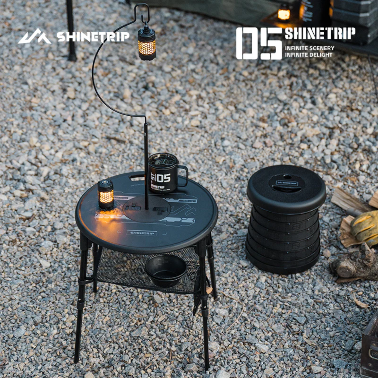 ShineTrip ST-05 Series High/Low Tactical Round Table Set Black