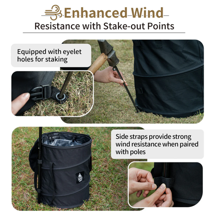 OneTigris Camping 45L Folding Trash Can - Black