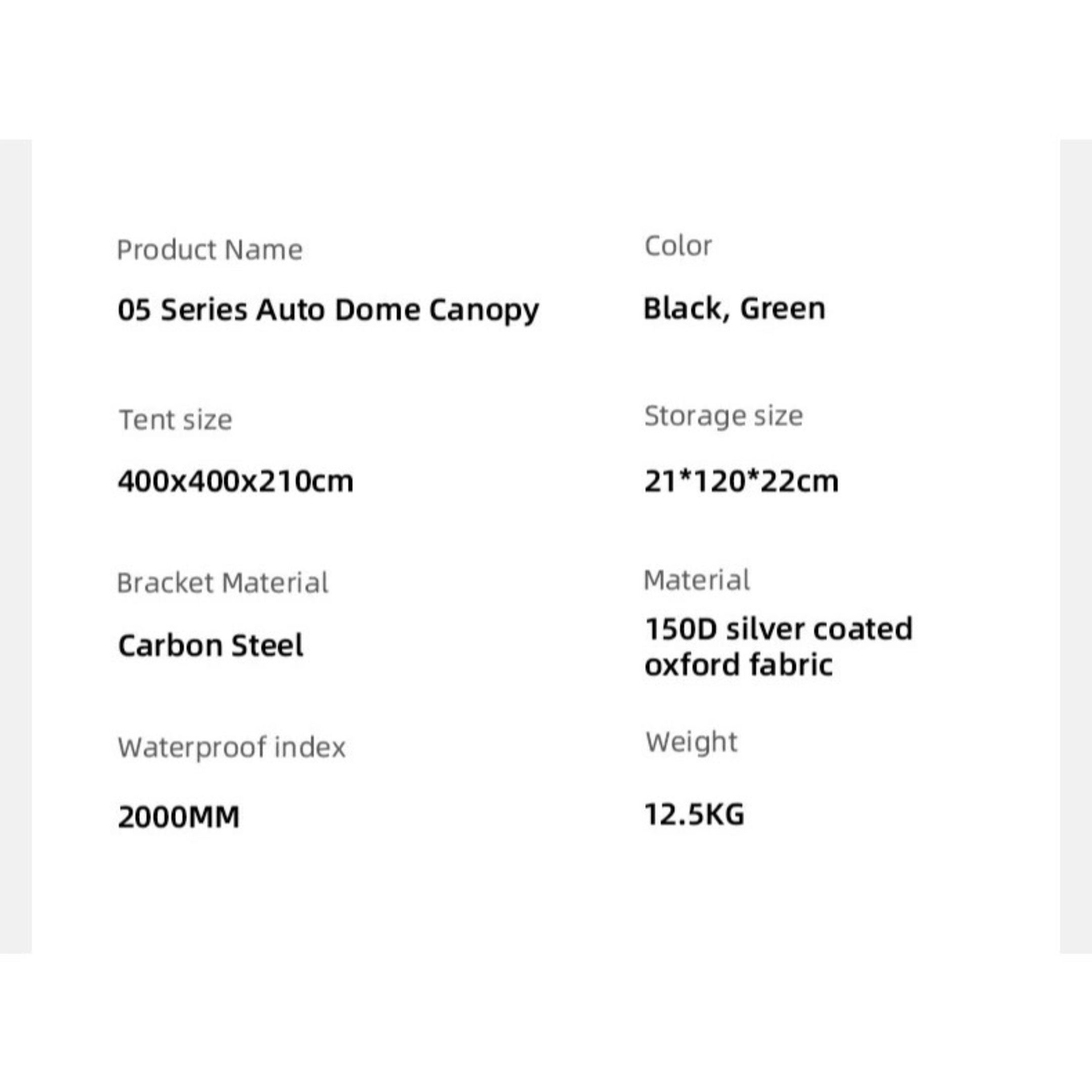 ShineTrip 05 Series Automatic Dome Canopy - Black