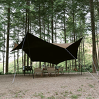 Hexagon Black PU Coated Oxford Tarp - Khaki