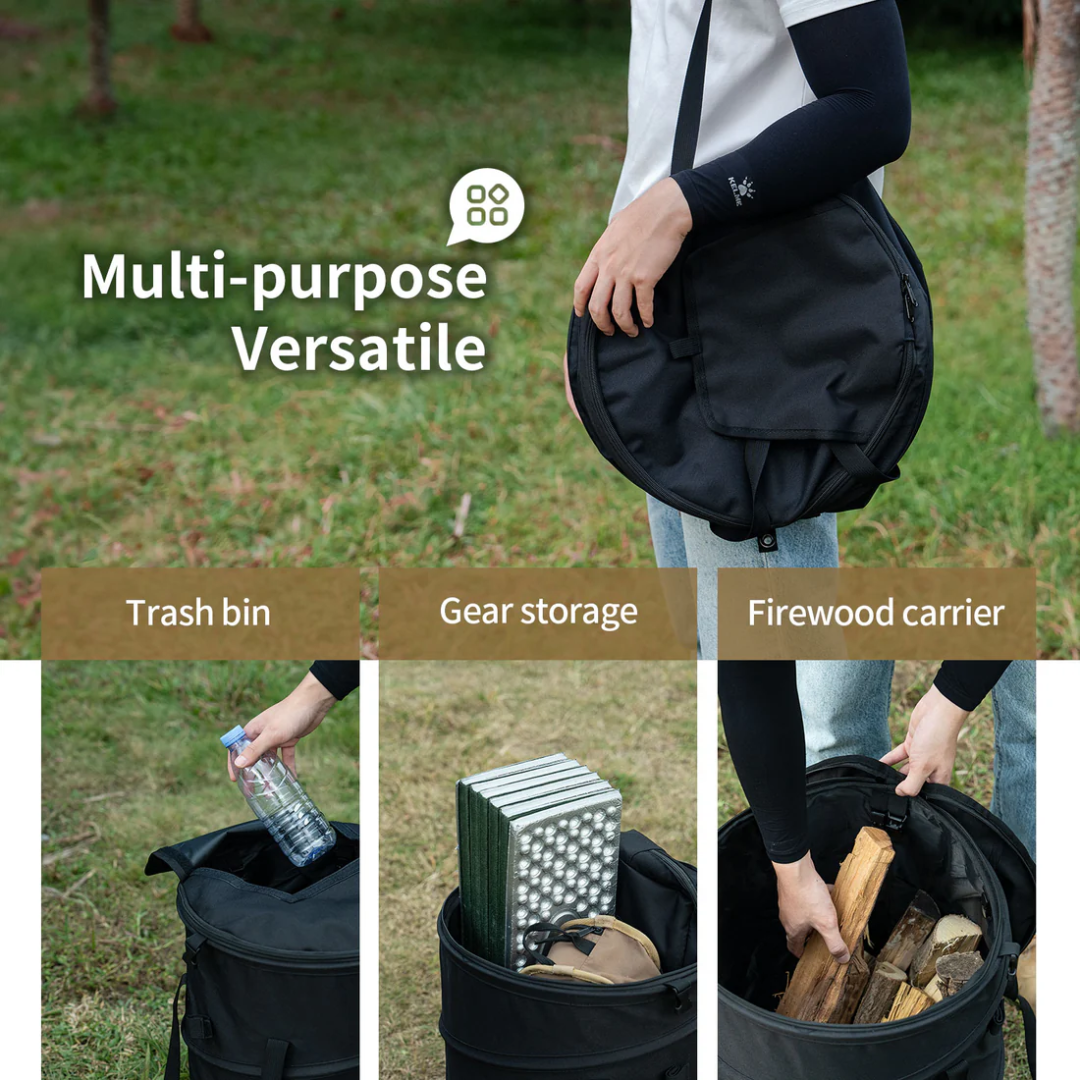 OneTigris Camping 45L Folding Trash Can - Black