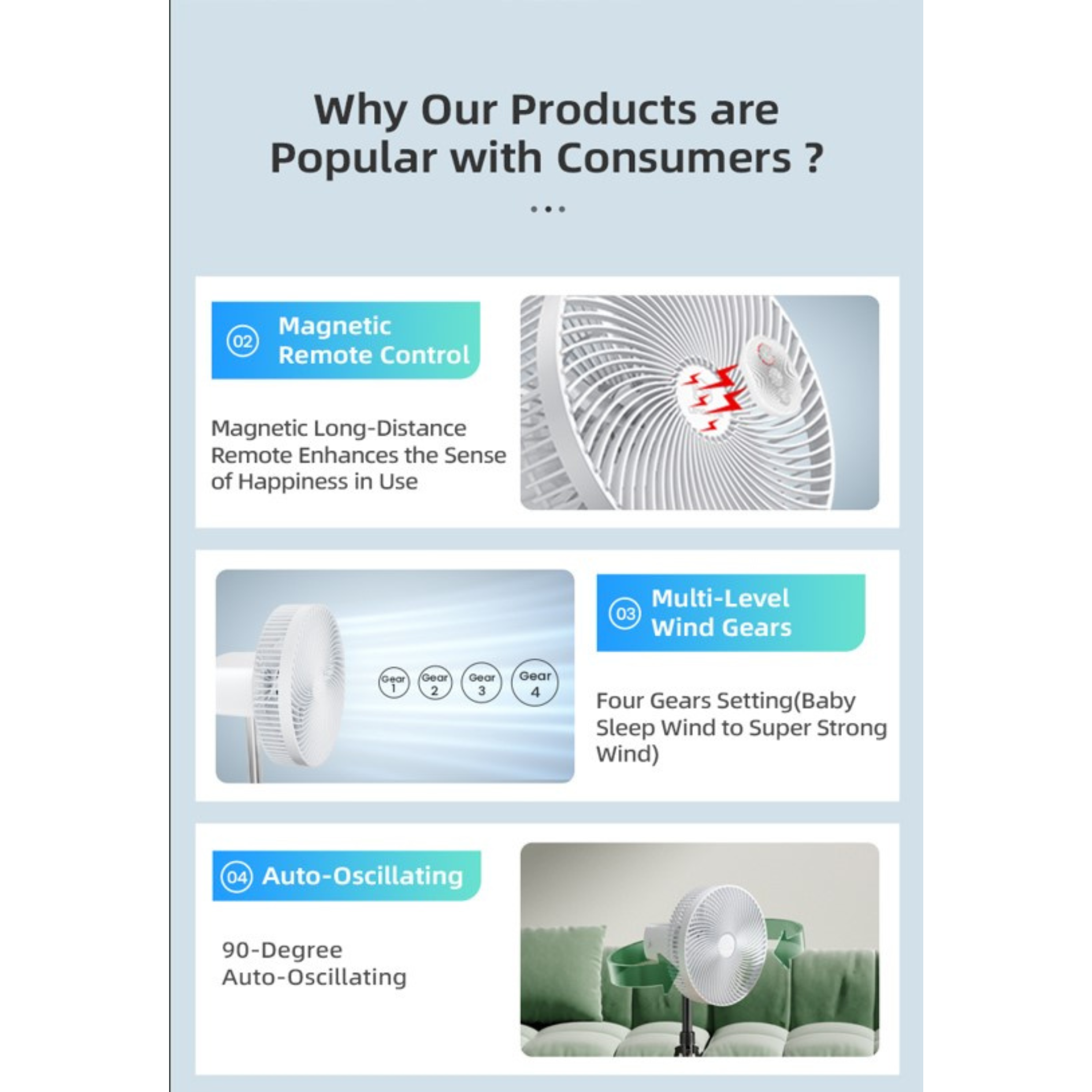 Lemoistar FT8-CL 20000mAh 10 Inch Foldable Extendable Hanging Fan