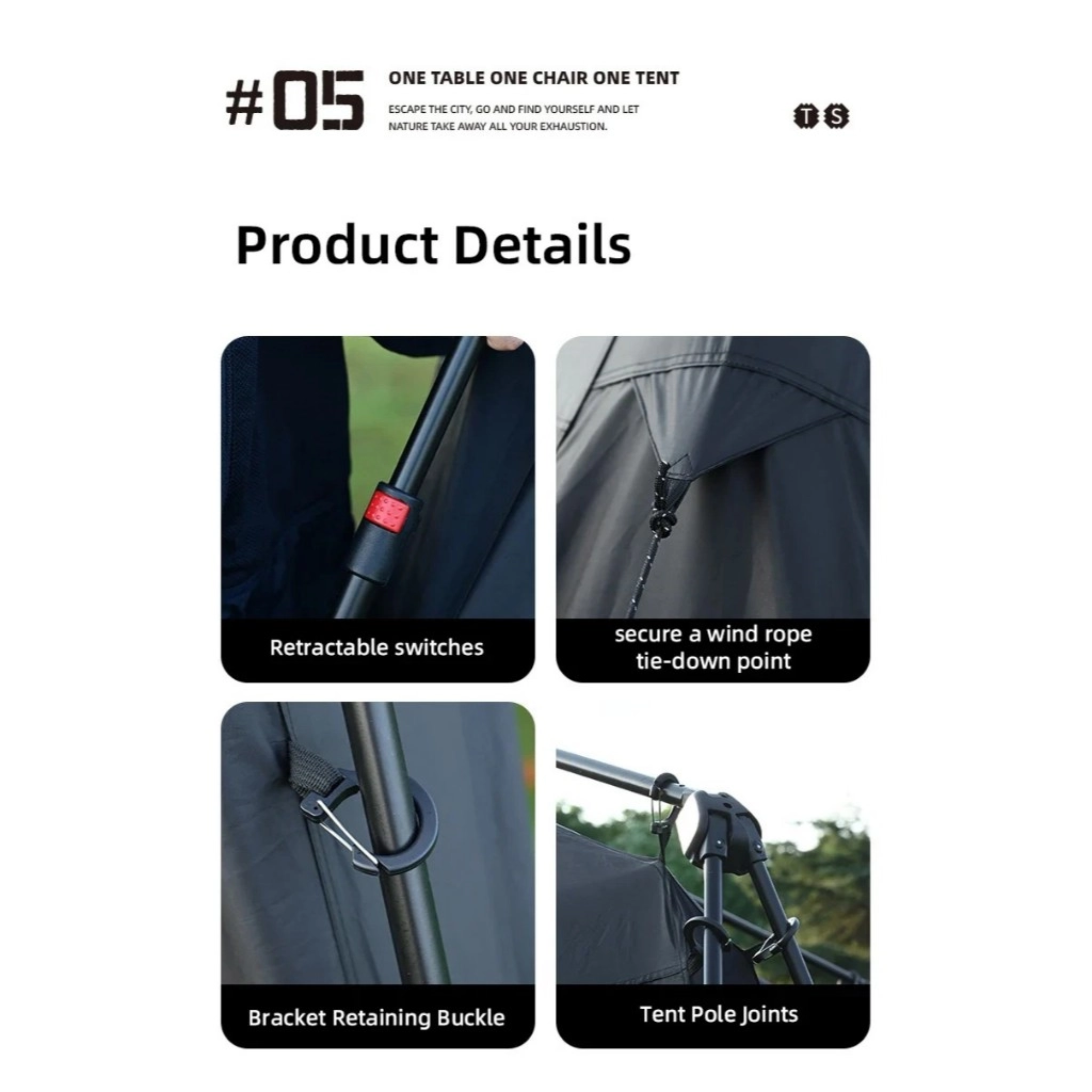 ShineTrip 05 Series Automatic Dome Canopy - Black