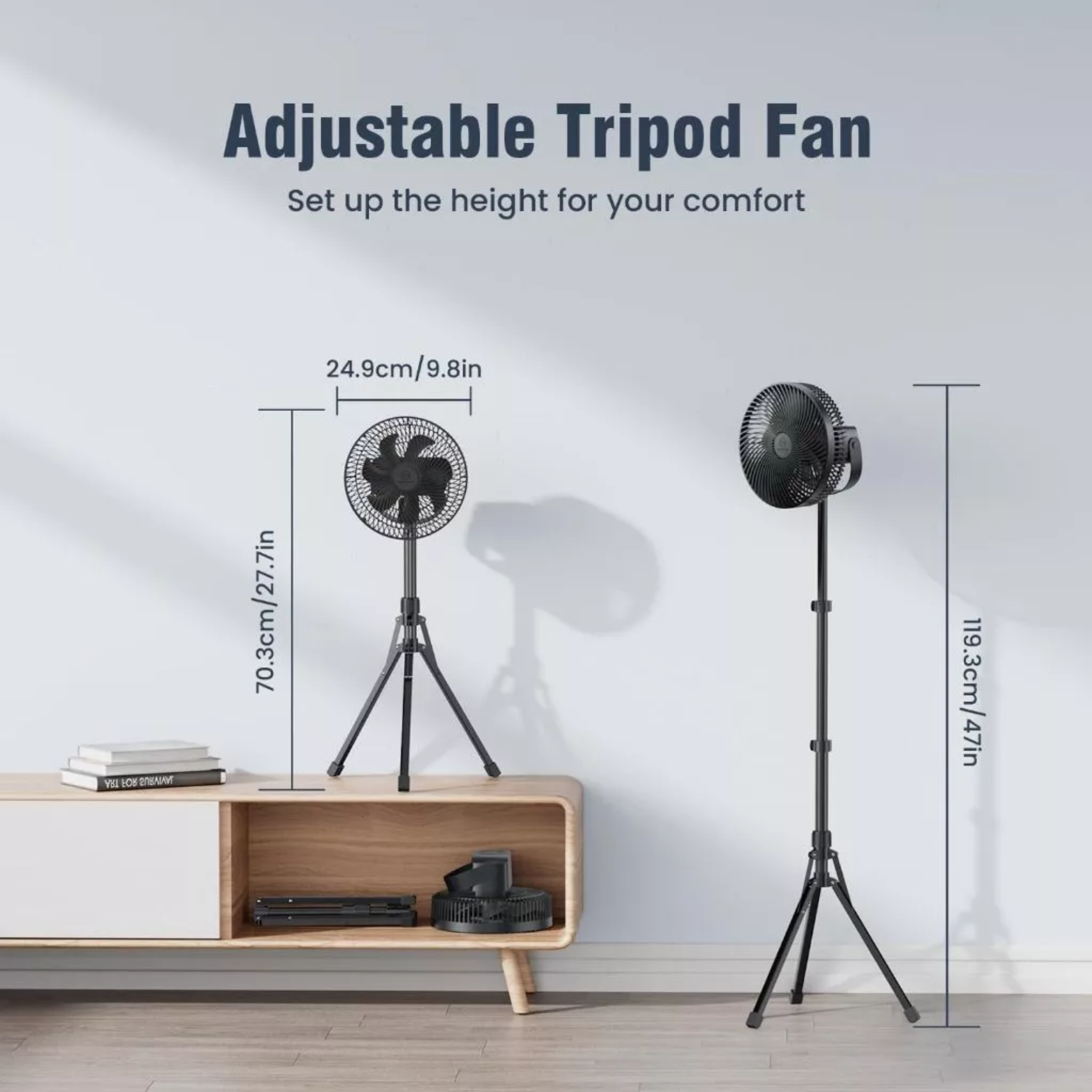 Lemoistar FT8-CL 20000mAh 10 Inch Foldable Extendable Hanging Fan