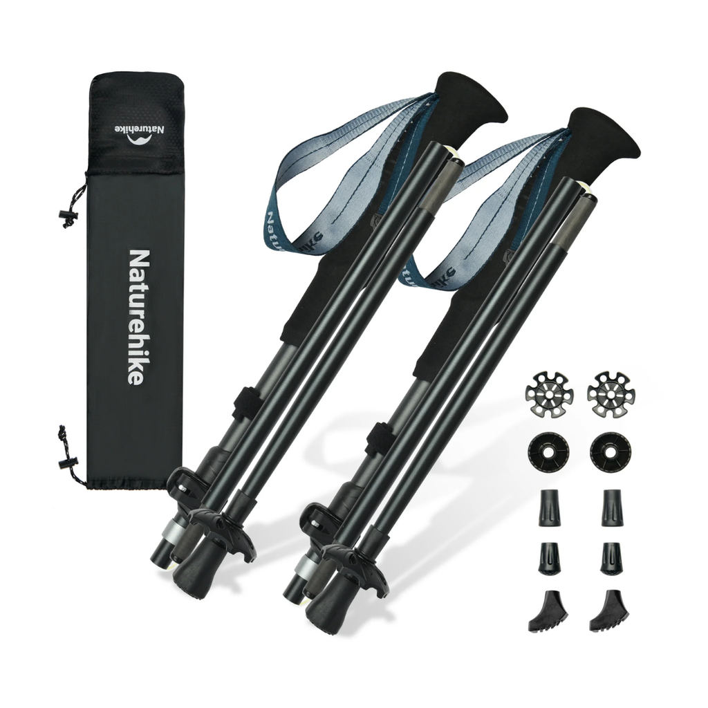Naturehike Gale Pro Aluminum Five-Section Adjustable Folding Trekking Pole - 115-135cm (2pcs)
