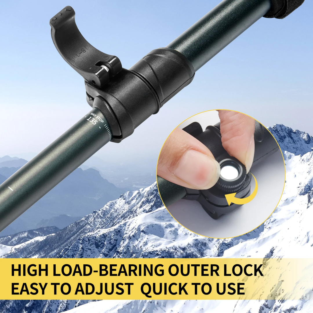 Naturehike Gale Pro Aluminum Five-Section Adjustable Folding Trekking Pole - 115-135cm (2pcs)