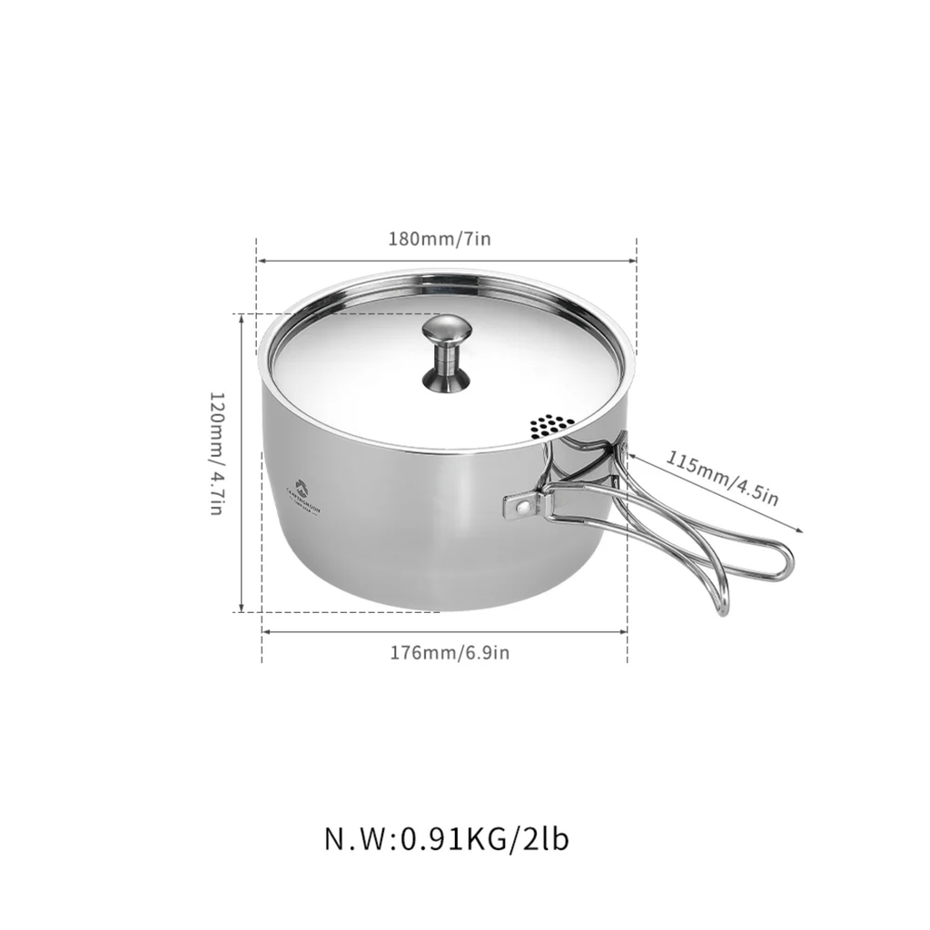Campingmoon Three-Layer Steel Small Saucepan Pot