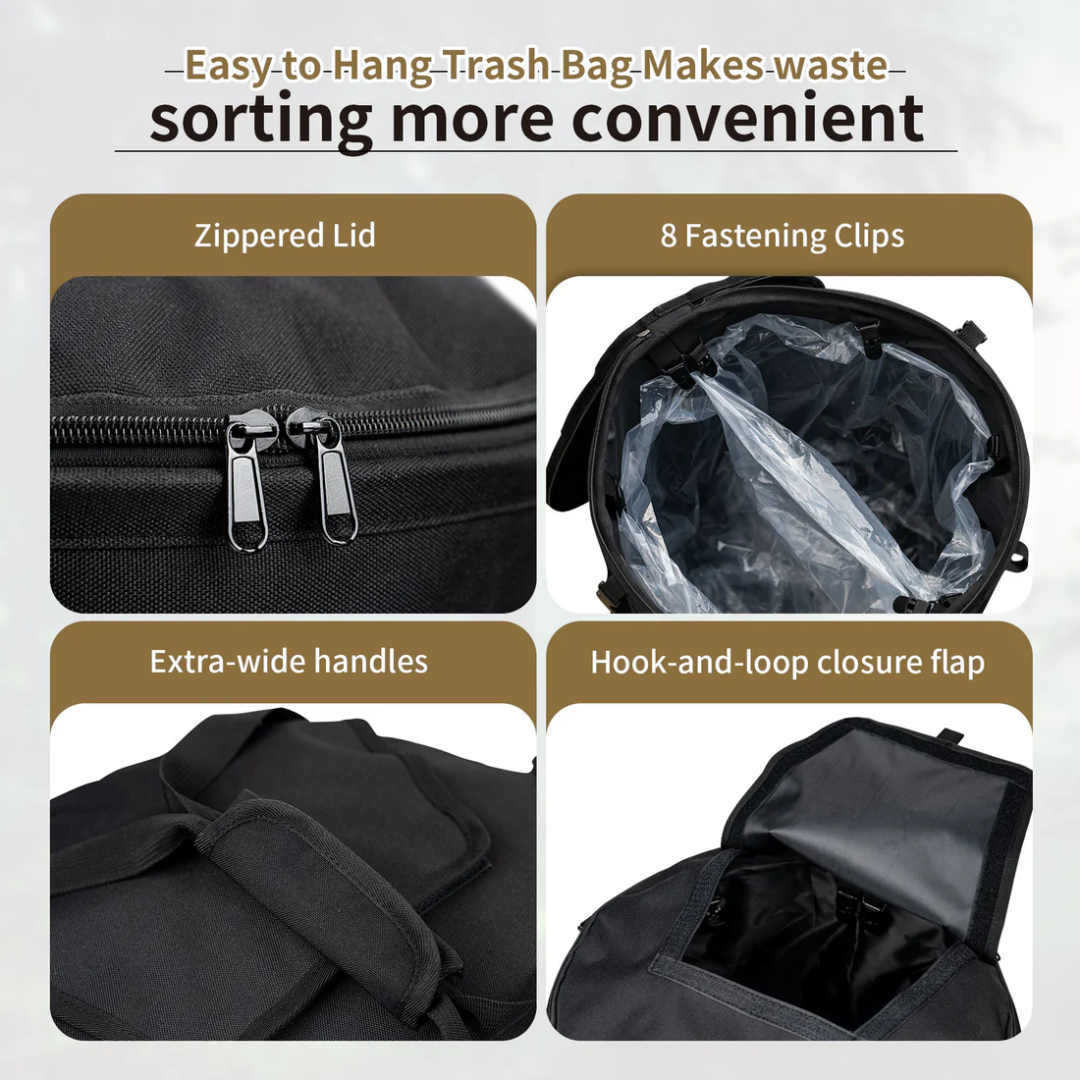 OneTigris Camping 45L Folding Trash Can - Black