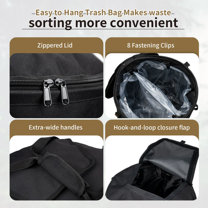 OneTigris Camping 45L Folding Trash Can - Black