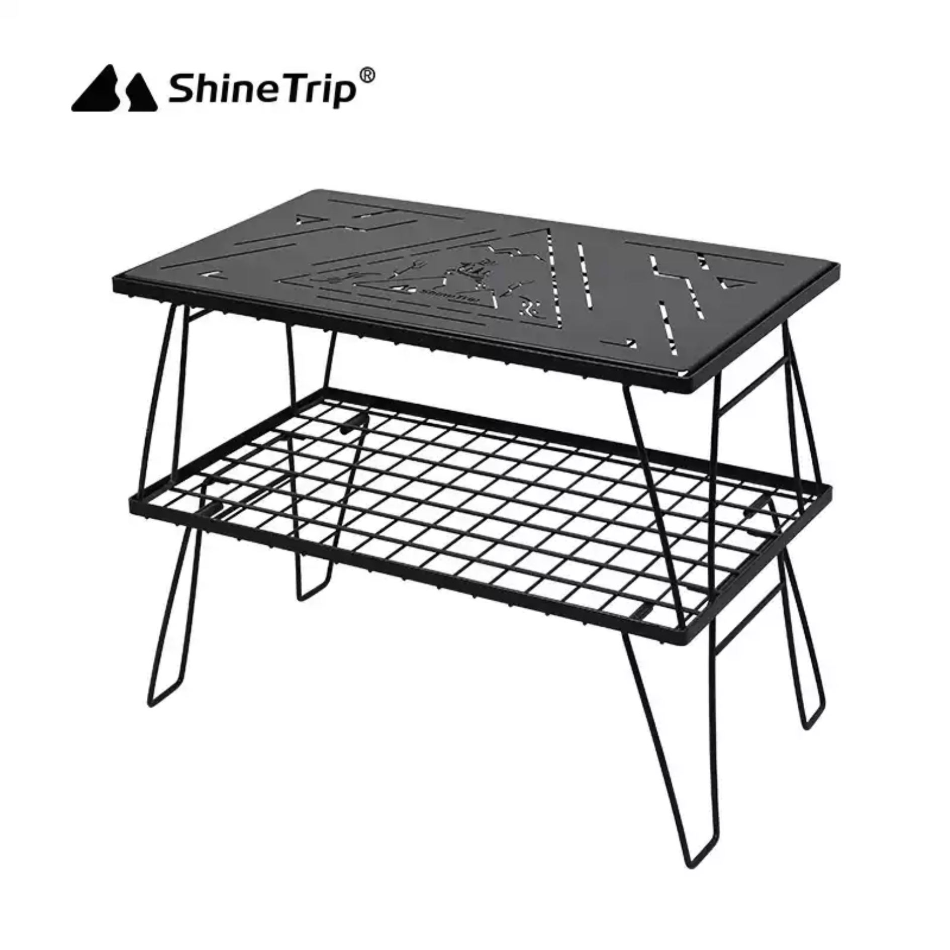 ShineTrip ST-Checkered Iron Mesh Table - Black