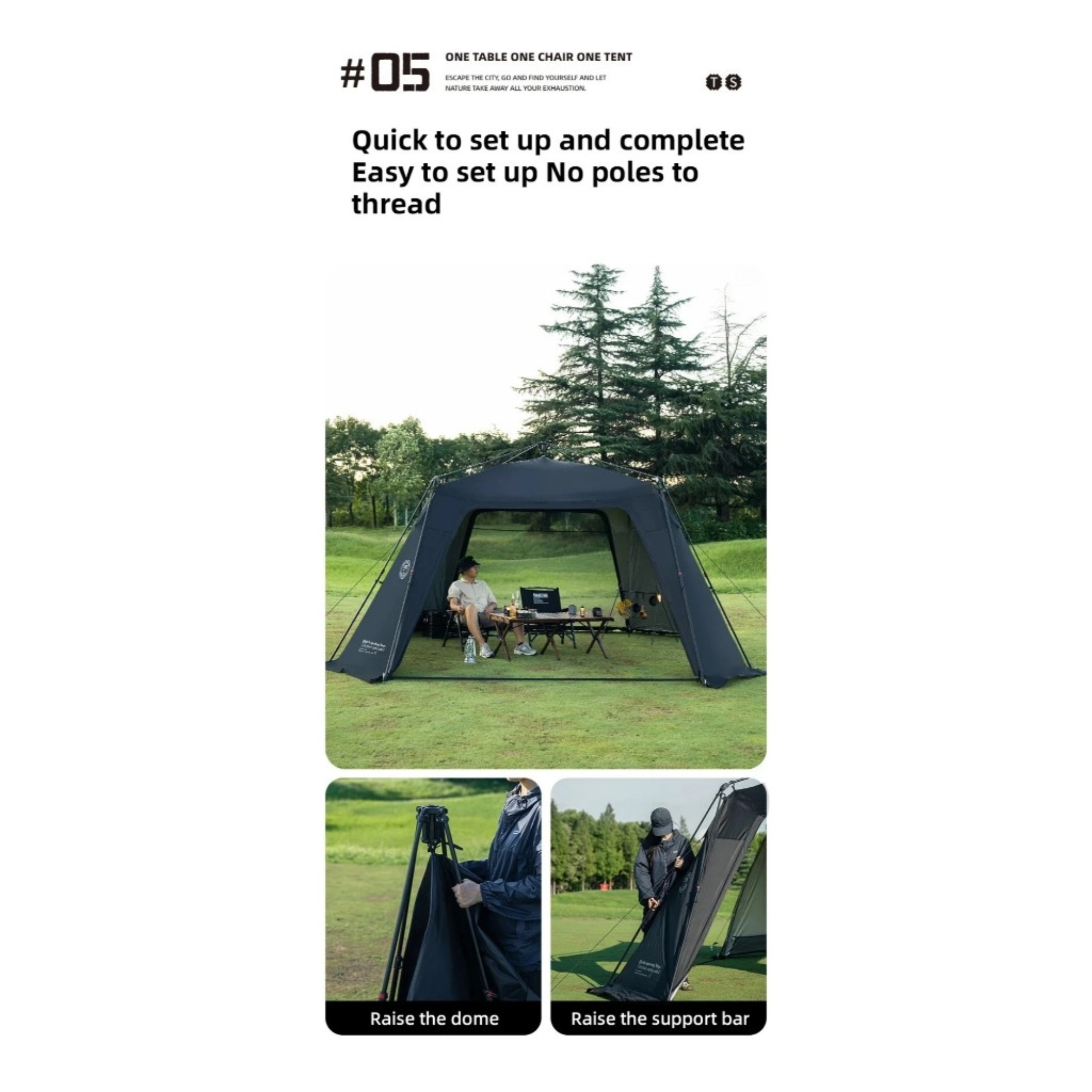 ShineTrip 05 Series Automatic Dome Canopy - Black